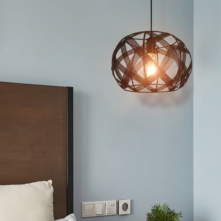 Lustre suspendu contemporain industriel rond carré irrégulier en fer à 1 lumière pour salle à manger 