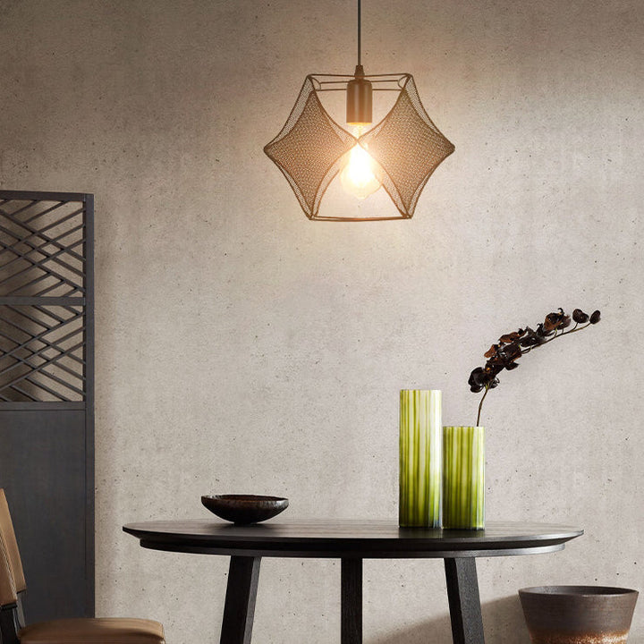 Lustre suspendu contemporain industriel rond carré irrégulier en fer à 1 lumière pour salle à manger 