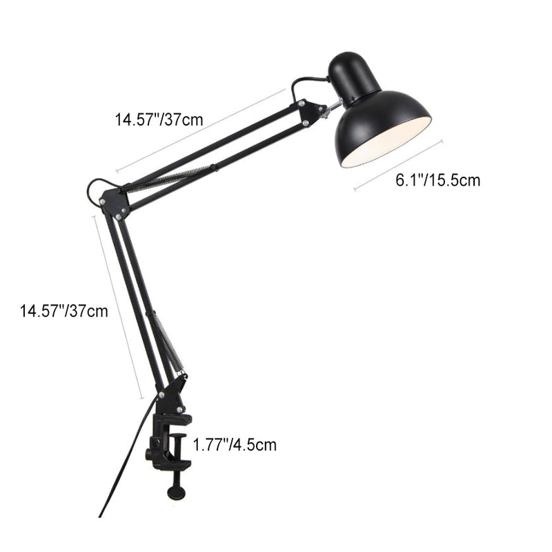 Lámpara de mesa de 1 luz de hierro ABS con clip de brazo largo retráctil minimalista moderna para dormitorio 