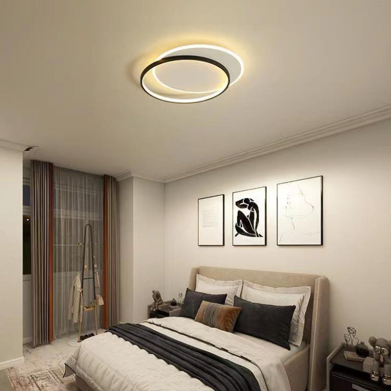 Moderne minimalistische zwei runde Aluminium Eisen Acryl Silikon LED Unterputz Deckenleuchte für Schlafzimmer 