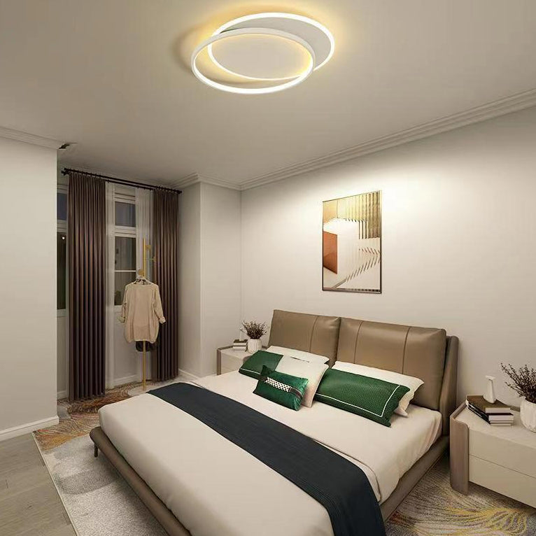Moderne minimalistische zwei runde Aluminium Eisen Acryl Silikon LED Unterputz Deckenleuchte für Schlafzimmer 