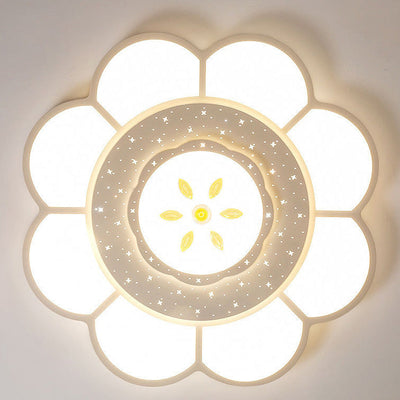 Plafonnier LED rond en fer et acrylique à fleurs de simplicité moderne pour salon 