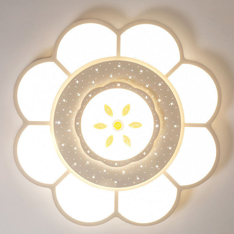 Plafonnier LED rond en fer et acrylique à fleurs de simplicité moderne pour salon 