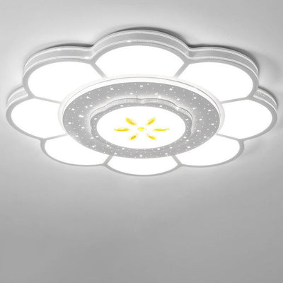 Plafonnier LED rond en fer et acrylique à fleurs de simplicité moderne pour salon 