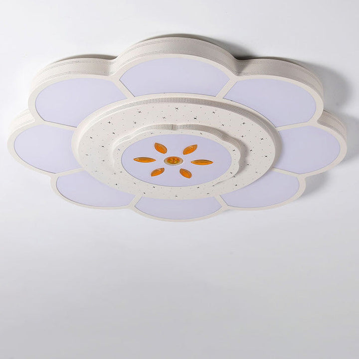 Plafonnier LED rond en fer et acrylique à fleurs de simplicité moderne pour salon 