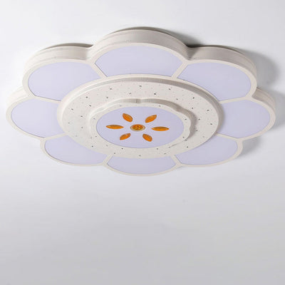 Plafonnier LED rond en fer et acrylique à fleurs de simplicité moderne pour salon 