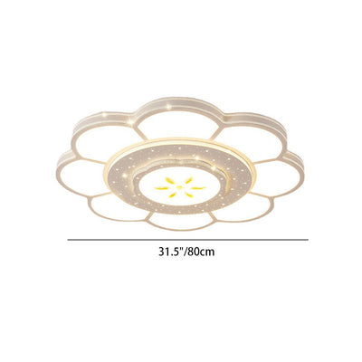 Plafonnier LED rond en fer et acrylique à fleurs de simplicité moderne pour salon 