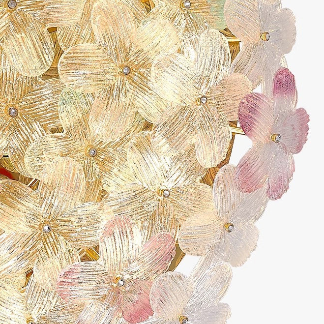 Dôme en Verre en Acier au Carbone de Luxe Moderne Floral 10/16 Lumière Plafonnier Semi-Encastré pour Salon 