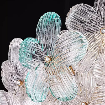 Dôme en Verre en Acier au Carbone de Luxe Moderne Floral 10/16 Lumière Plafonnier Semi-Encastré pour Salon 