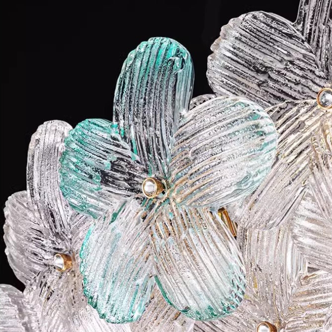 Dôme en Verre en Acier au Carbone de Luxe Moderne Floral 10/16 Lumière Plafonnier Semi-Encastré pour Salon 
