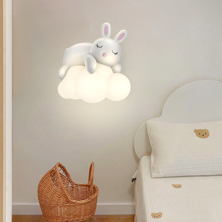 Zeitgenössische Nordic Kinder Harz PE Bär Kaninchen LED Wand Leuchte Lampe Für Schlafzimmer 