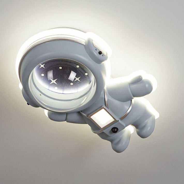 Luz de techo empotrada astronauta de resina acrílica metálica creativa contemporánea para dormitorio 