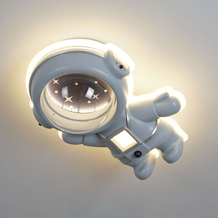 Luz de techo empotrada astronauta de resina acrílica metálica creativa contemporánea para dormitorio 