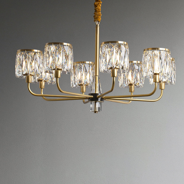 Lustre en cristal de cuivre de luxe contemporain avec 6/8/10/15/21 lumières pour chambre 