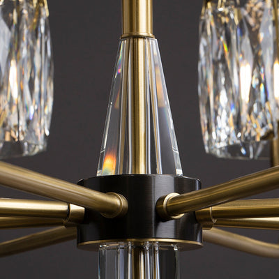 Lustre en cristal de cuivre de luxe contemporain avec 6/8/10/15/21 lumières pour chambre 