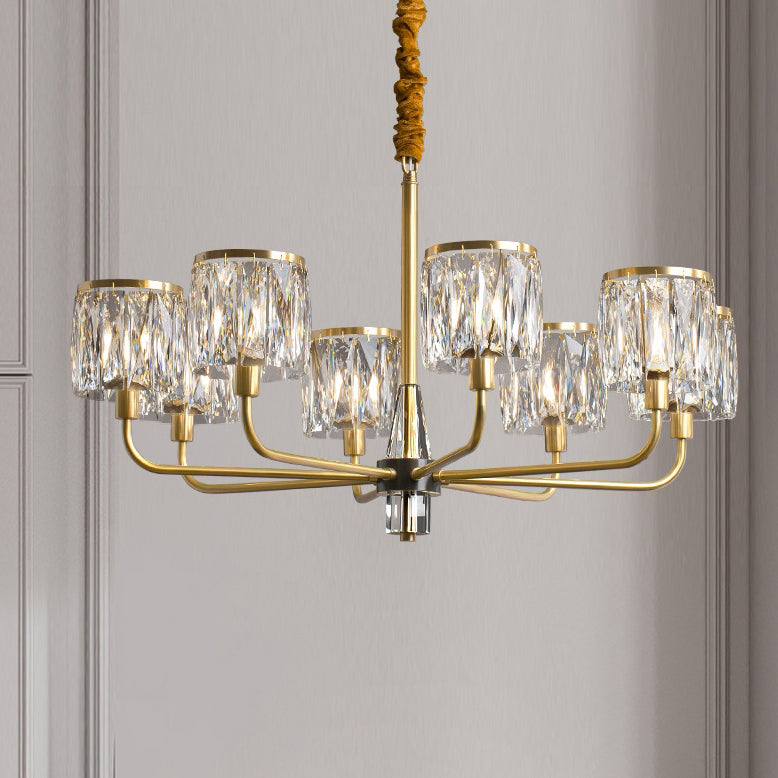 Lustre en cristal de cuivre de luxe contemporain avec 6/8/10/15/21 lumières pour chambre 
