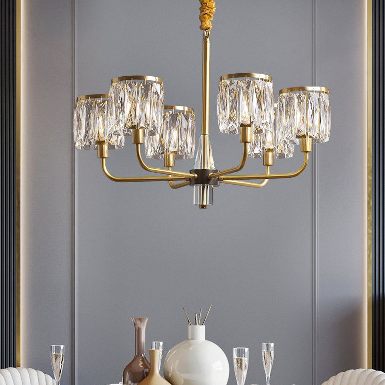 Lustre en cristal de cuivre de luxe contemporain avec 6/8/10/15/21 lumières pour chambre 