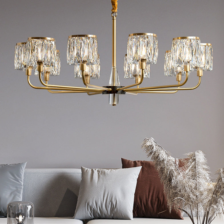 Lustre en cristal de cuivre de luxe contemporain avec 6/8/10/15/21 lumières pour chambre 