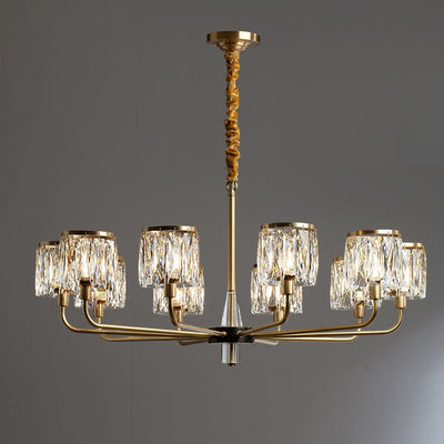 Lustre en cristal de cuivre de luxe contemporain avec 6/8/10/15/21 lumières pour chambre 