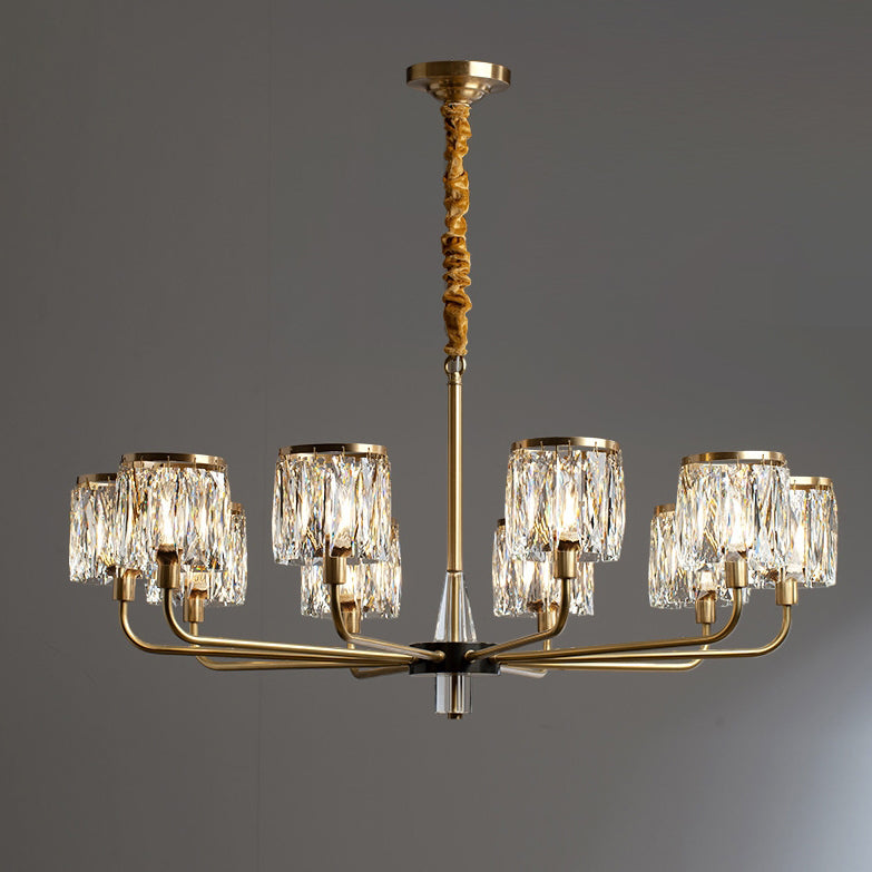 Lustre en cristal de cuivre de luxe contemporain avec 6/8/10/15/21 lumières pour chambre 