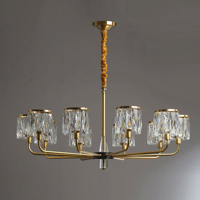 Lustre en cristal de cuivre de luxe contemporain avec 6/8/10/15/21 lumières pour chambre 
