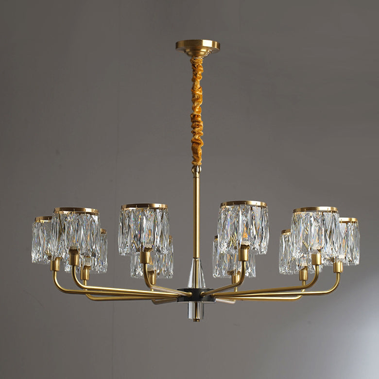 Lustre en cristal de cuivre de luxe contemporain avec 6/8/10/15/21 lumières pour chambre 
