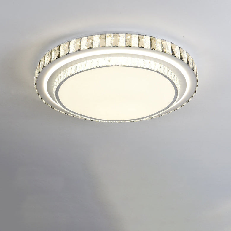 Luz de techo LED de montaje empotrado redonda minimalista moderna de acrílico y cristal de hierro para dormitorio 