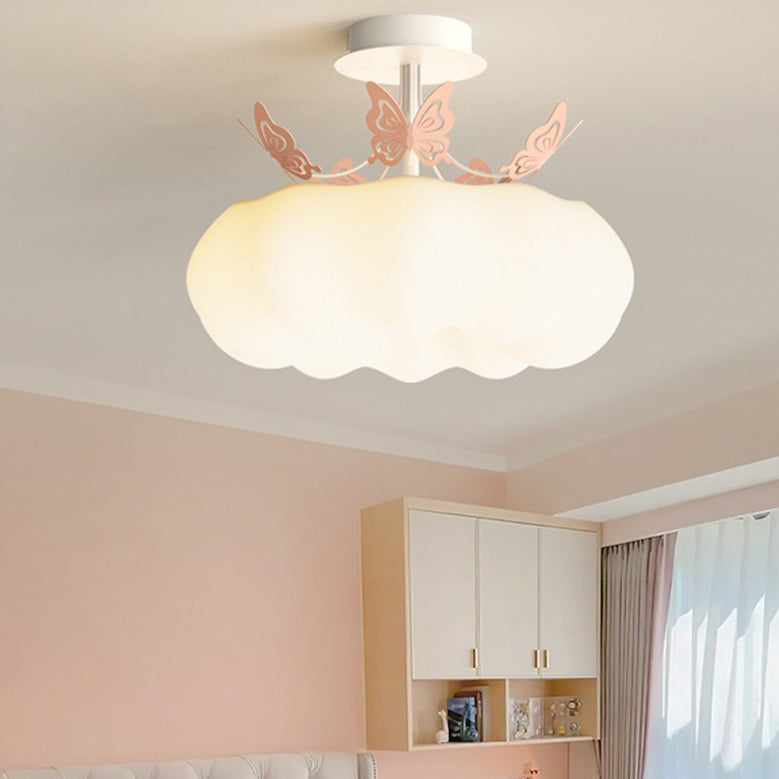 Luz de techo semiempotrada LED de calabaza mariposa redonda de PE de hierro minimalista moderno para dormitorio 