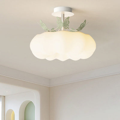 Luz de techo semiempotrada LED de calabaza mariposa redonda de PE de hierro minimalista moderno para dormitorio 
