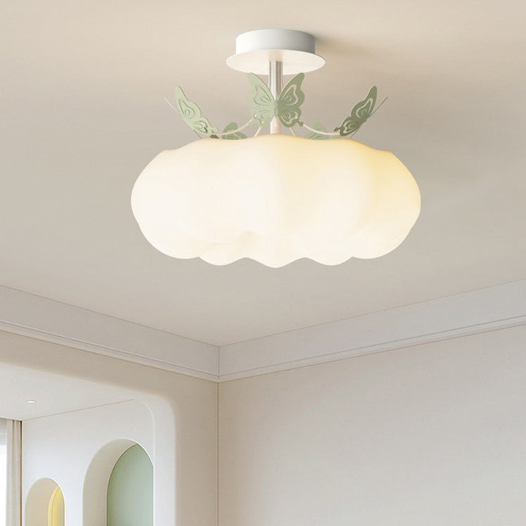 Luz de techo semiempotrada LED de calabaza mariposa redonda de PE de hierro minimalista moderno para dormitorio 
