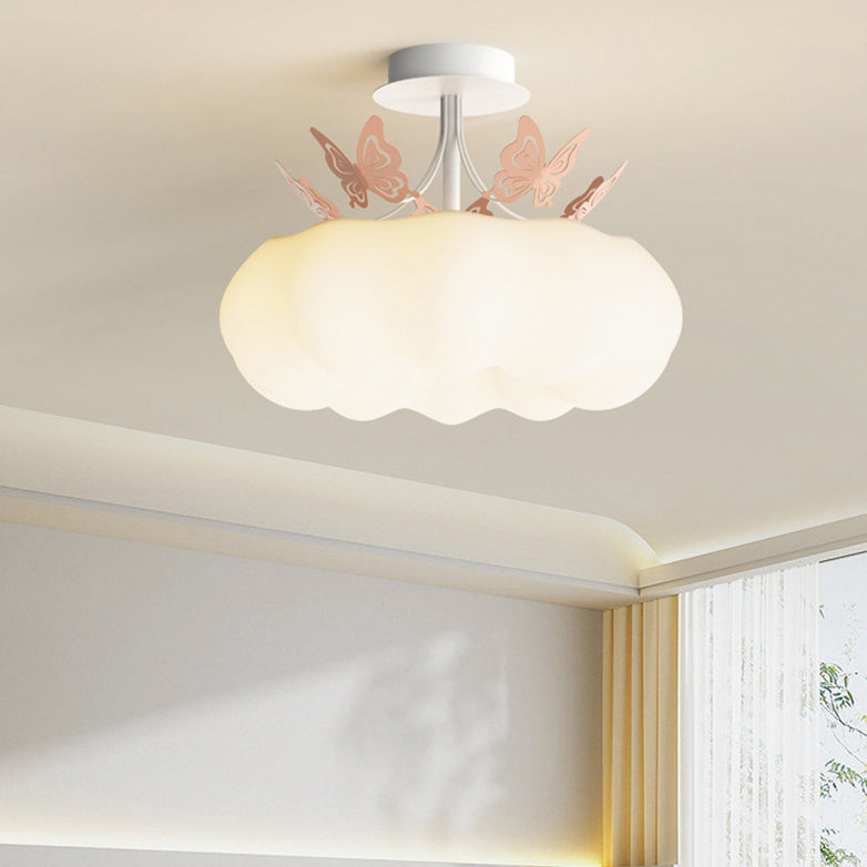 Luz de techo semiempotrada LED de calabaza mariposa redonda de PE de hierro minimalista moderno para dormitorio 