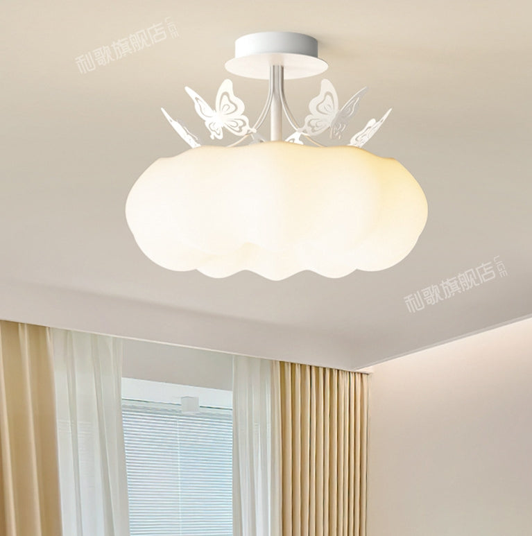 Luz de techo semiempotrada LED de calabaza mariposa redonda de PE de hierro minimalista moderno para dormitorio 