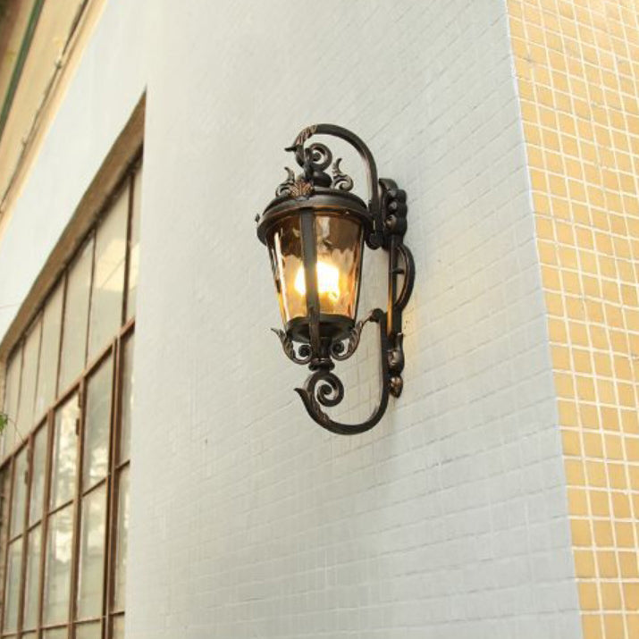 Traditional European Waterproof Aluminum Glass Cylinder 1-Light Wall Sconce Lamp For Outdoor Patio