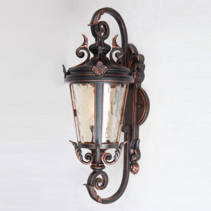 Lámpara de Aplique de Pared de Cilindro de Vidrio de Aluminio Impermeable Tradicional Europea de 1 Luz para Patio Exterior 