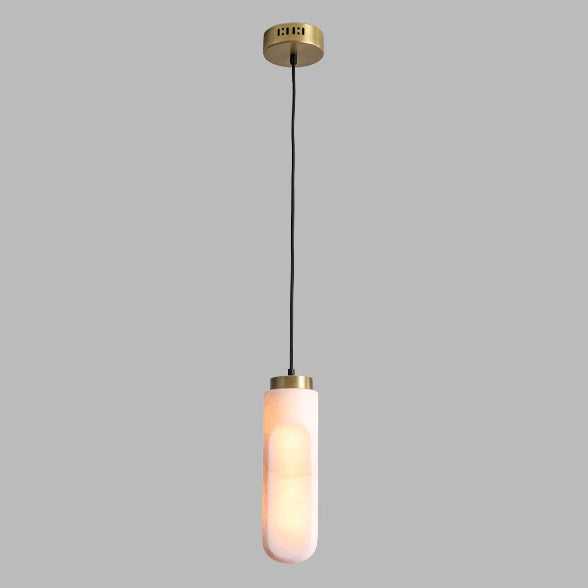 Suspension LED en cylindre de métal marbre à bandes pour chevet, modernité et simplicité 