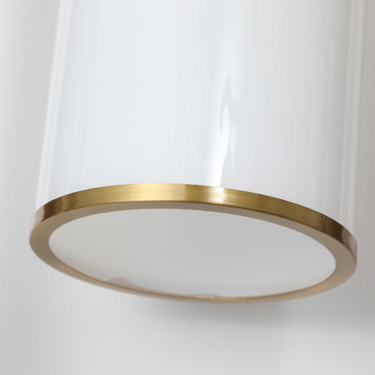 Traditional Chinese Brass Rubber Wood Glass Rectangular Cylinder Deer 1-Light Wall Sconce Lamp For Hallway