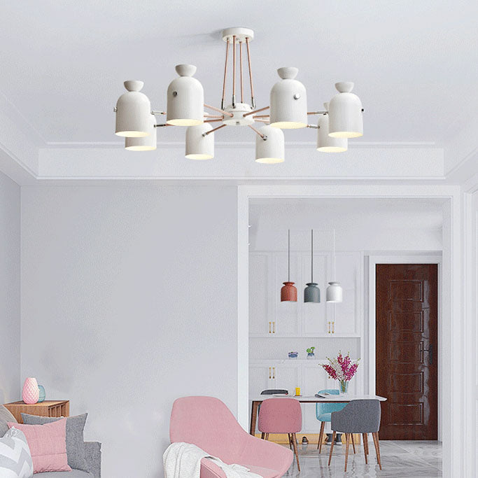 Contemporain Nordique Cylindre en Fer Tasse Rotative Plafonnier Semi-Encastré à 6 Lumières pour Salon 