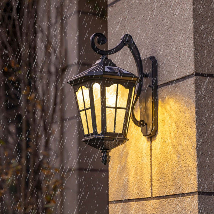 Lámpara de Aplique de Pared Exterior de 1 Luz con Farol Cubo de Casa de Campo Tradicional de Aluminio y Vidrio para Jardín 