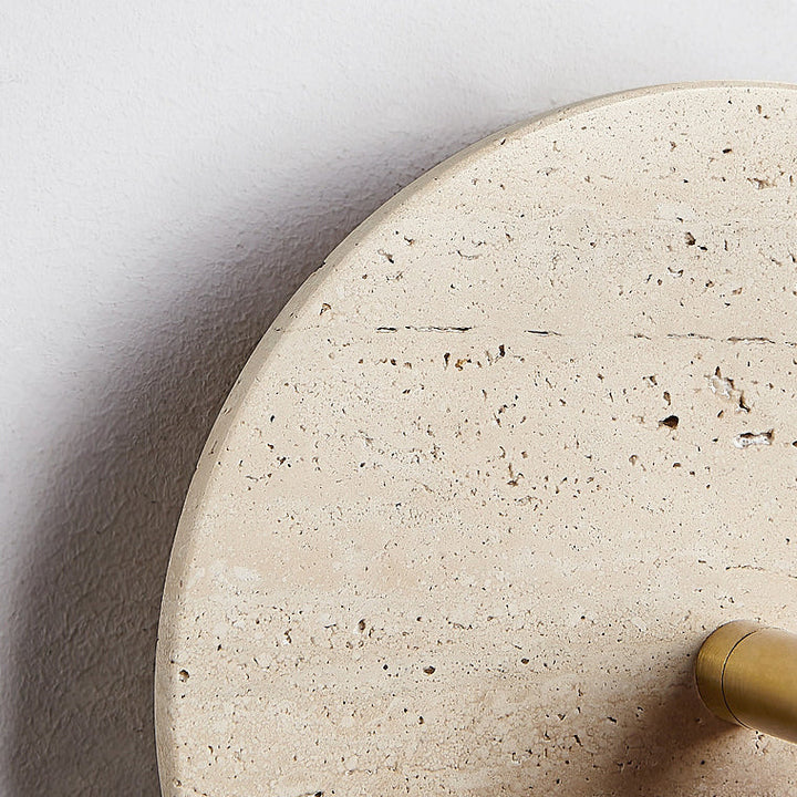 Applique murale moderne de style mi-siècle en bois massif cylindrique rond beige travertin à 1 lumière pour chambre 