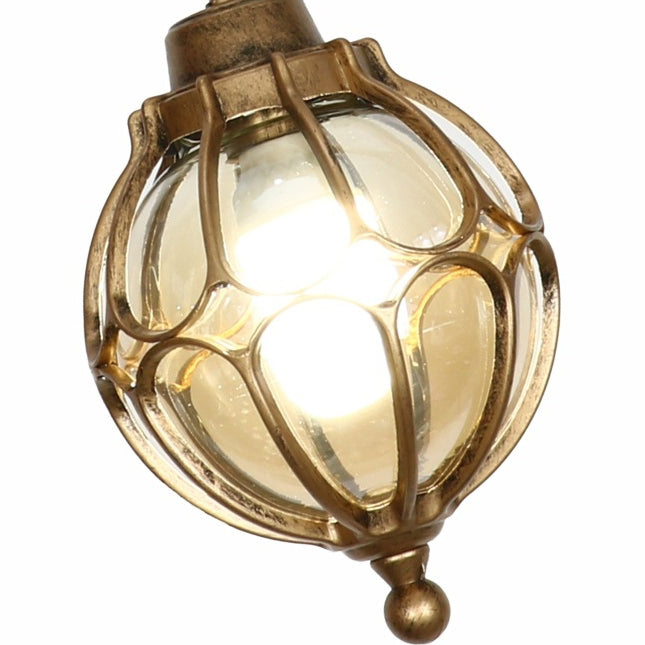 Lámpara colgante de 1 luz con bola de vidrio de hierro de aluminio impermeable tradicional europea para patio exterior 