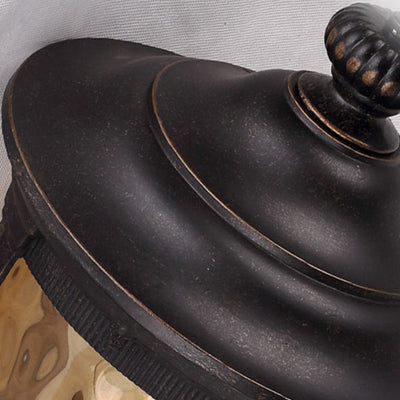 Cylindre en verre aluminium étanche traditionnel européen avec effet d'eau ondulée, suspension à 1 lumière pour patio extérieur 