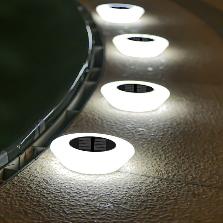 Simplicité moderne solaire étanche PP PS rond conique LED éclairage paysager lumière extérieure pour jardin 