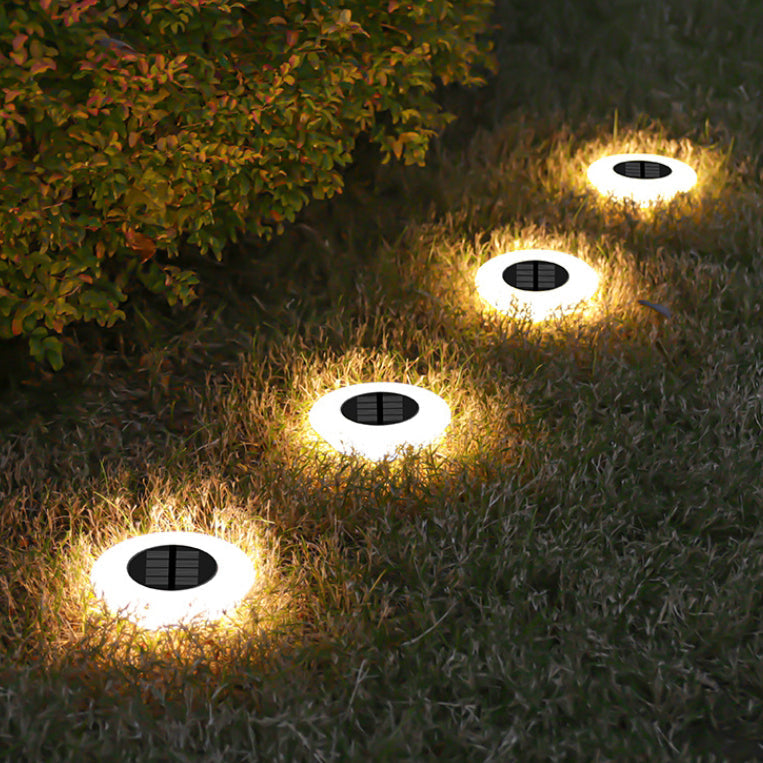إضاءة خارجية LED للمناظر الطبيعية بتصميم مخروطي دائري بسيط حديث مضاد للماء للطاقة الشمسية من مادة PP PS للحديقة 