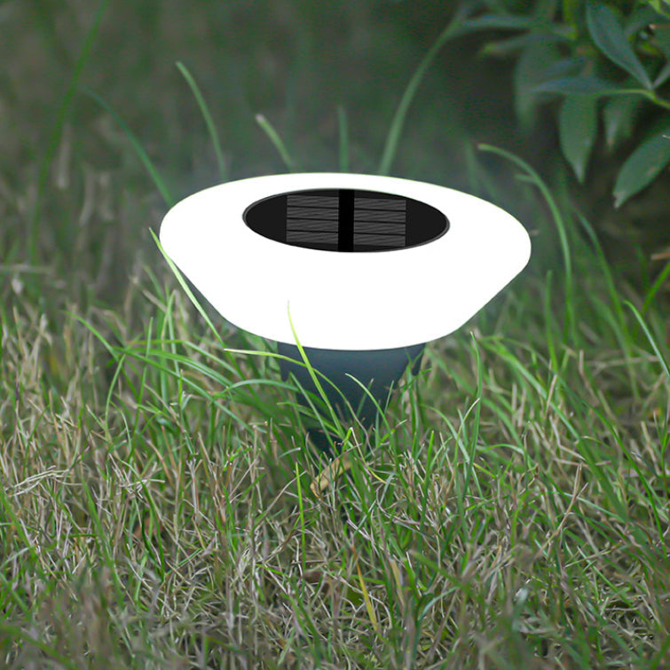 إضاءة خارجية LED للمناظر الطبيعية بتصميم مخروطي دائري بسيط حديث مضاد للماء للطاقة الشمسية من مادة PP PS للحديقة 