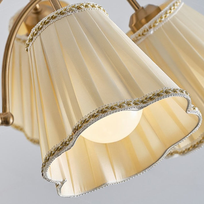 Chandelier traditionnel en tissu floral à branches françaises en bois de caoutchouc et fer avec 3/6/8 lumières pour chambre 
