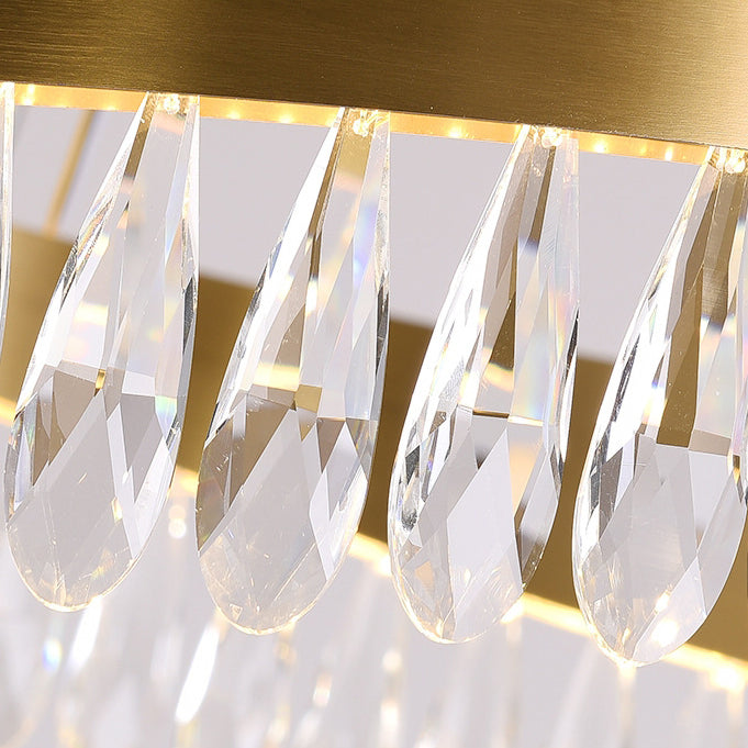 Moderne Luxus Teardrop Edelstahl Kristall LED Kronleuchter Für Wohnzimmer 