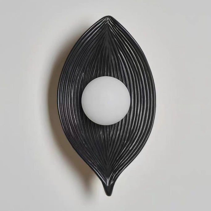 Applique murale 1 lumière en résine plastique à feuille texturée japonaise traditionnelle pour chambre 