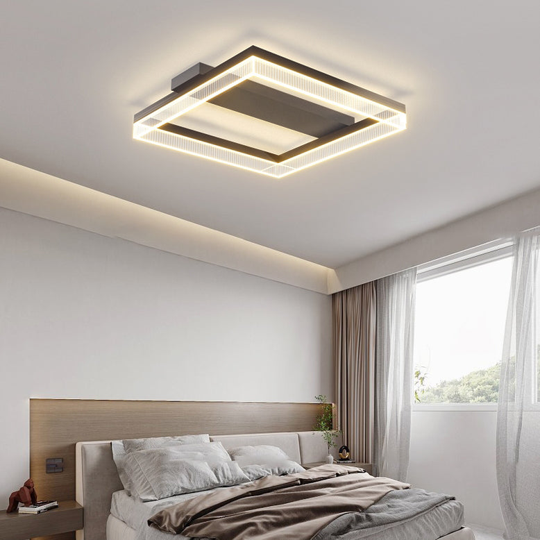 Moderne minimalistische Aluminium Eisen Acryl quadratische rechteckige LED Unterputz Deckenleuchte für Wohnzimmer 