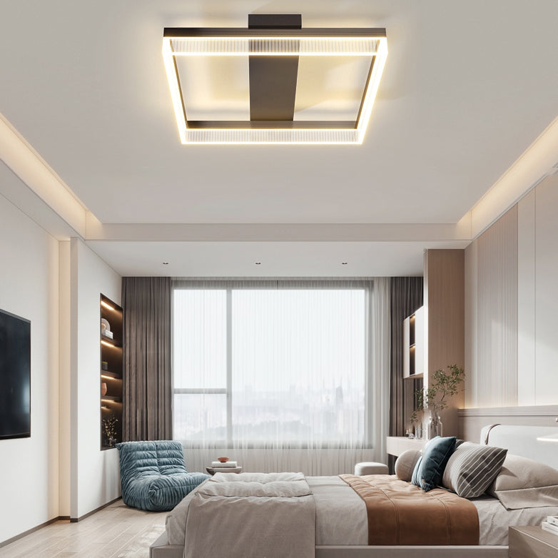 Moderne minimalistische Aluminium Eisen Acryl quadratische rechteckige LED Unterputz Deckenleuchte für Wohnzimmer 