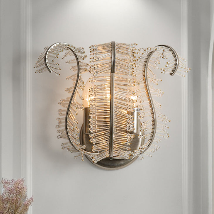 Applique murale contemporaine en verre créatif feuille de bananier cadre en fer à 3 lumières pour salon 